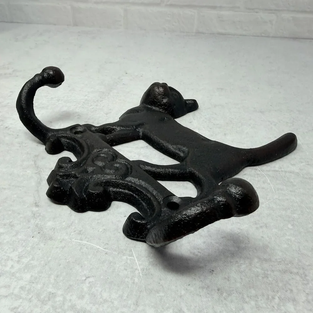 Cast Iron Cat Wall Hook Rustic Farmhouse Coat Hooks Vintage Style Entryway Decor